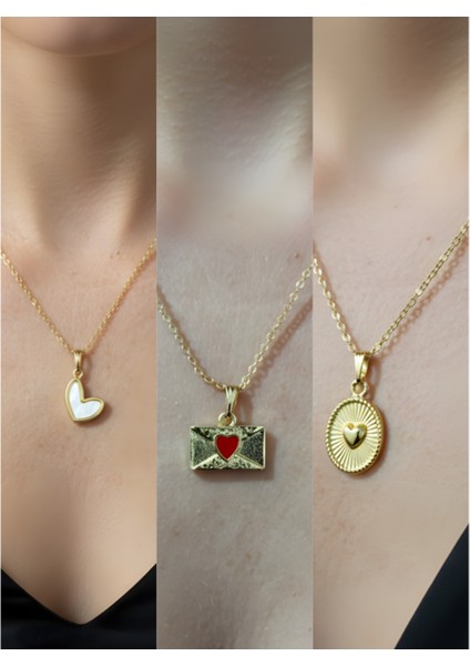Üçlü Kombin Altın Kaplama Sembol Kolye Seti