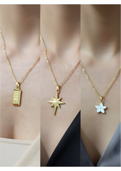 Üçlü Kombin Altın Kaplama Sembol Kolye Seti