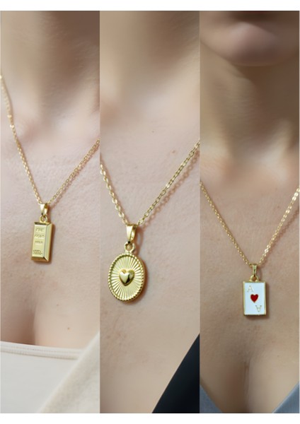 Üçlü Kombin Altın Kaplama Sembol Kolye Seti