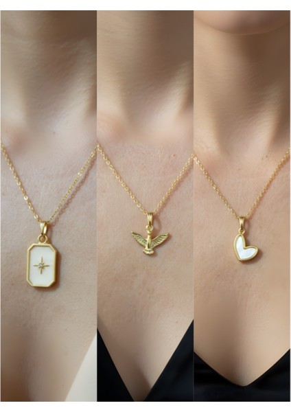Üçlü Kombin Altın Kaplama Sembol Kolye Seti