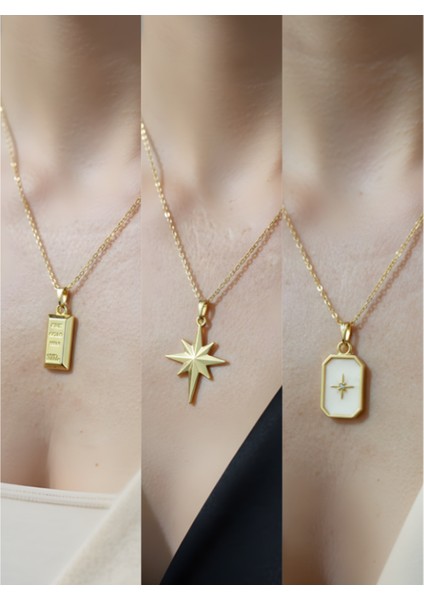 Üçlü Kombin Altın Kaplama Sembol Kolye Seti