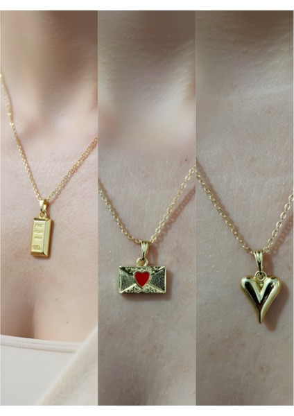 Üçlü Kombin Altın Kaplama Sembol Kolye Seti