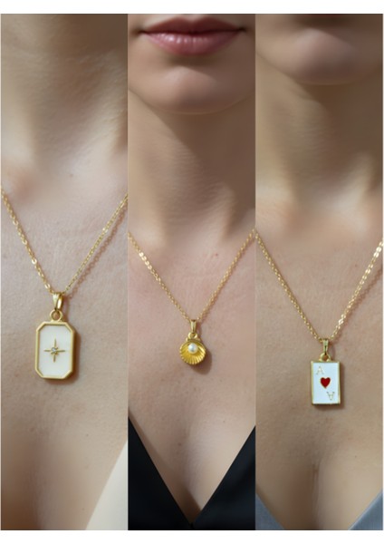 Üçlü Kombin Altın Kaplama Sembol Kolye Seti