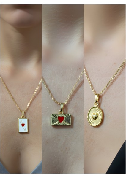 Üçlü Kombin Altın Kaplama Sembol Kolye Seti