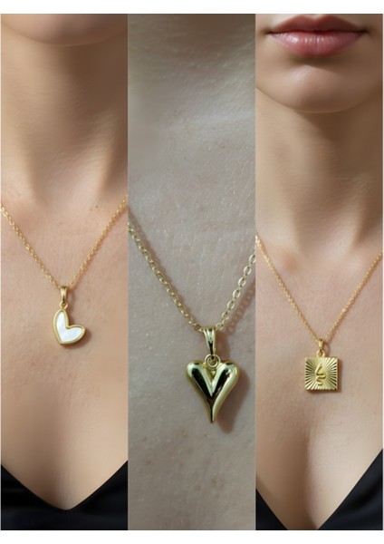 Üçlü Kombin Altın Kaplama Sembol Kolye Seti