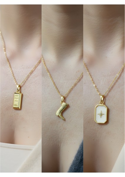 Üçlü Kombin Altın Kaplama Sembol Kolye Seti