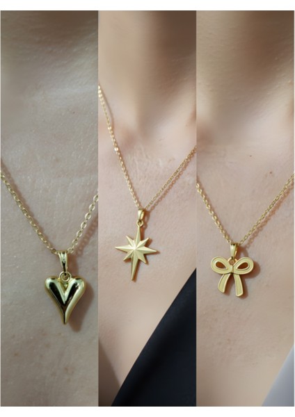 Üçlü Kombin Altın Kaplama Sembol Kolye Seti