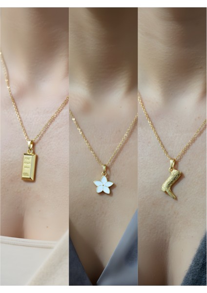 Üçlü Kombin Altın Kaplama Sembol Kolye Seti