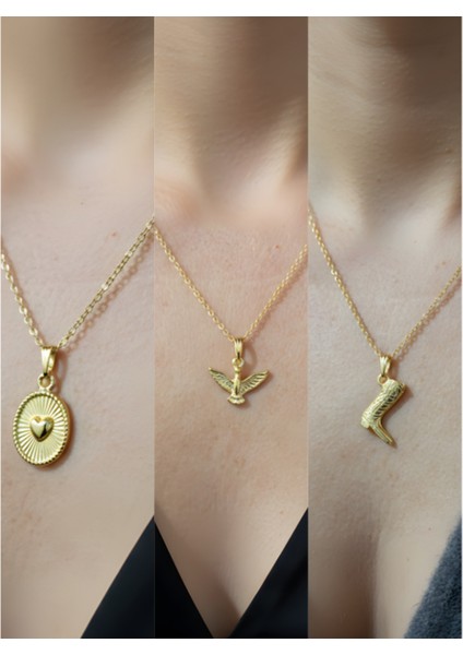 Üçlü Kombin Altın Kaplama Sembol Kolye Seti
