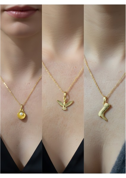 Üçlü Kombin Altın Kaplama Sembol Kolye Seti