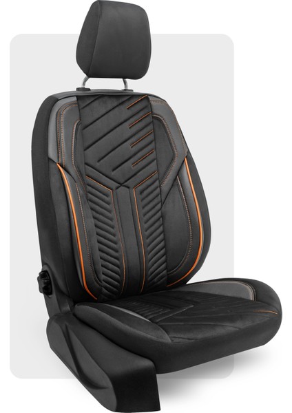 Panther Taytüyü Ortopedik Destekli Airbag Uyumlu Universal Oto Koltuk Kılıfı Siyah - Turuncu Ip