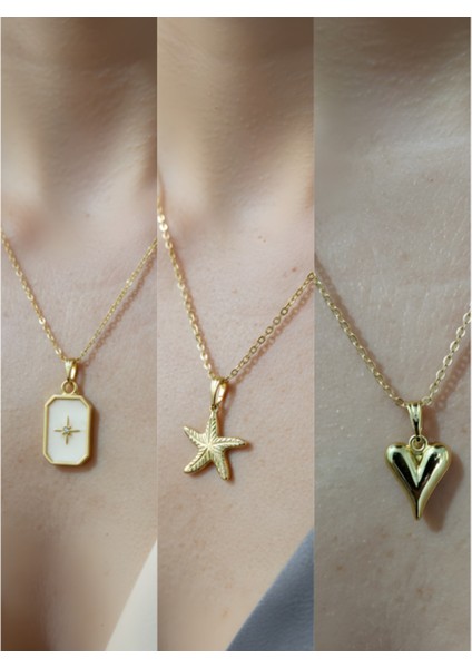 Üçlü Kombin Altın Kaplama Sembol Kolye Seti