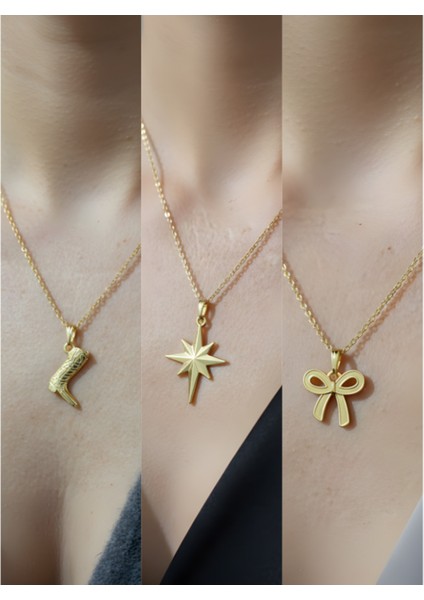 Üçlü Kombin Altın Kaplama Sembol Kolye Seti