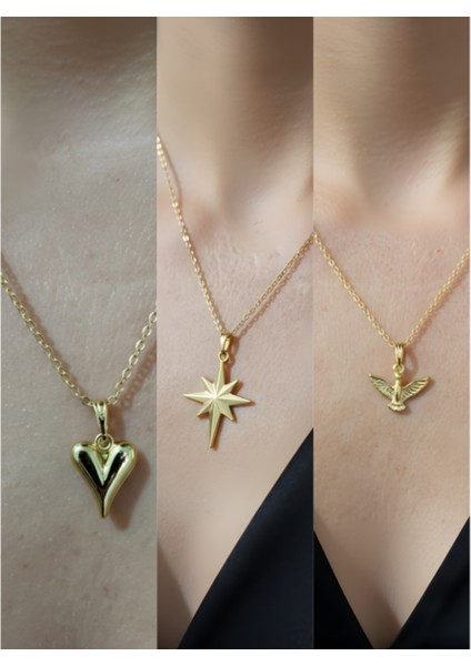 Üçlü Kombin Altın Kaplama Sembol Kolye Seti