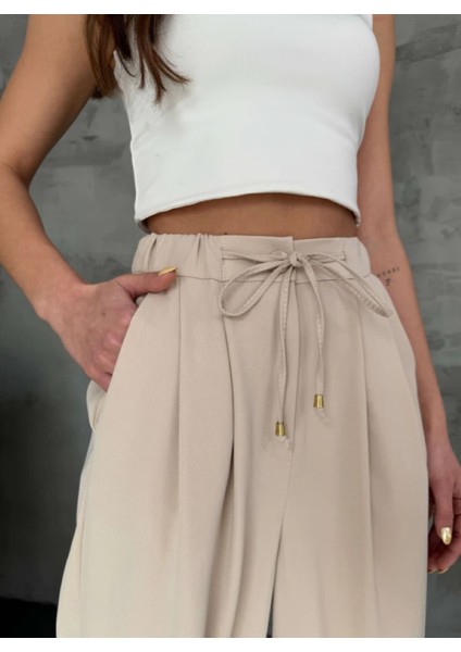 Beli Ip Detaylı Kumaş Pantolon