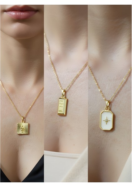 Üçlü Kombin Altın Kaplama Sembol Kolye Seti