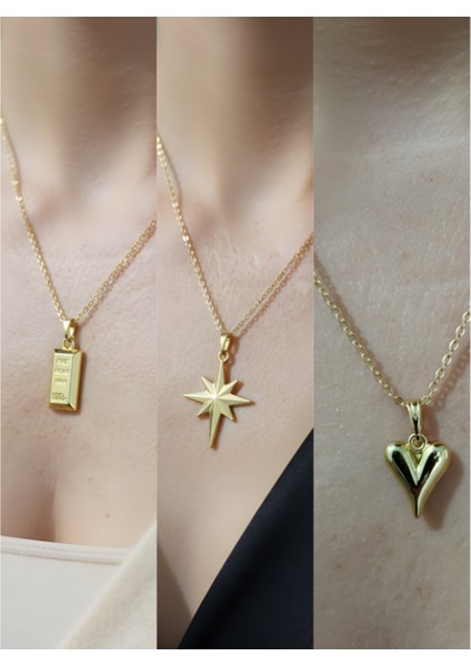 Üçlü Kombin Altın Kaplama Sembol Kolye Seti