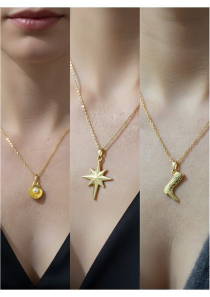 Üçlü Kombin Altın Kaplama Sembol Kolye Seti