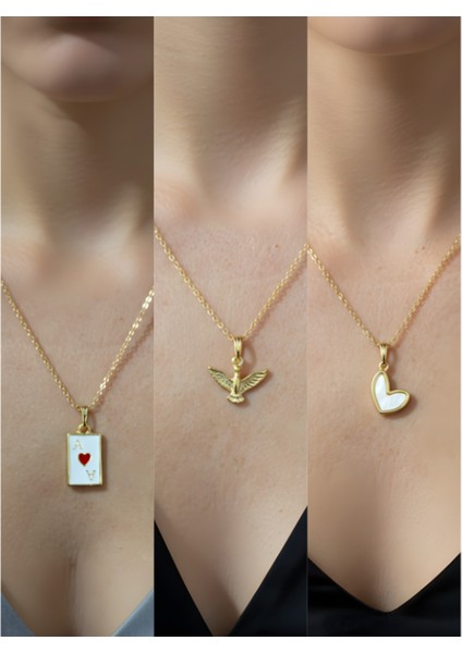 Üçlü Kombin Altın Kaplama Sembol Kolye Seti