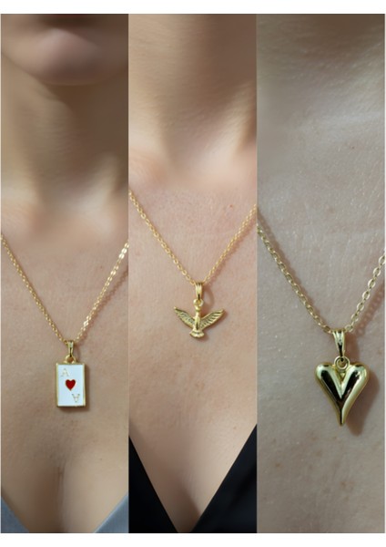 Üçlü Kombin Altın Kaplama Sembol Kolye Seti