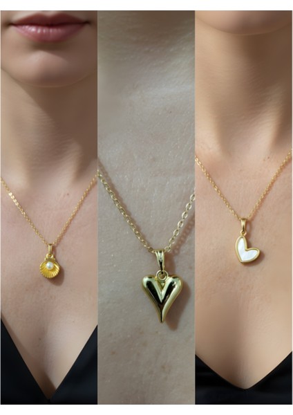 Üçlü Kombin Altın Kaplama Sembol Kolye Seti