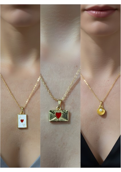 Üçlü Kombin Altın Kaplama Sembol Kolye Seti