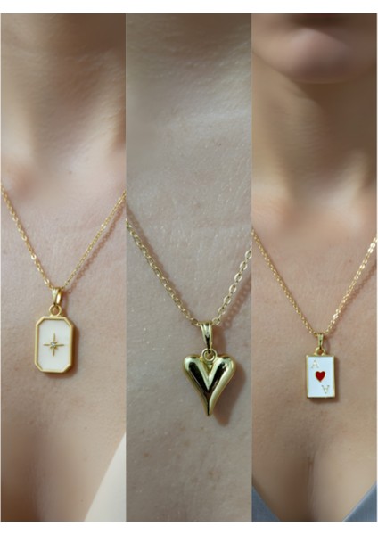 Üçlü Kombin Altın Kaplama Sembol Kolye Seti