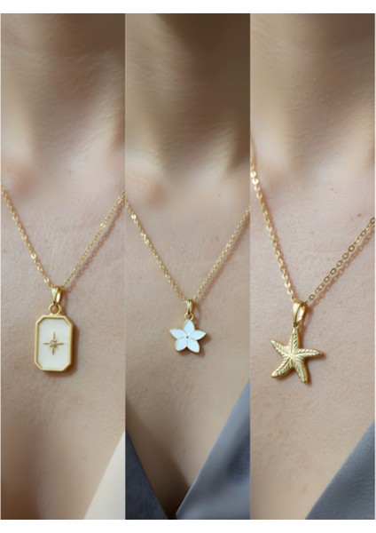 Üçlü Kombin Altın Kaplama Sembol Kolye Seti