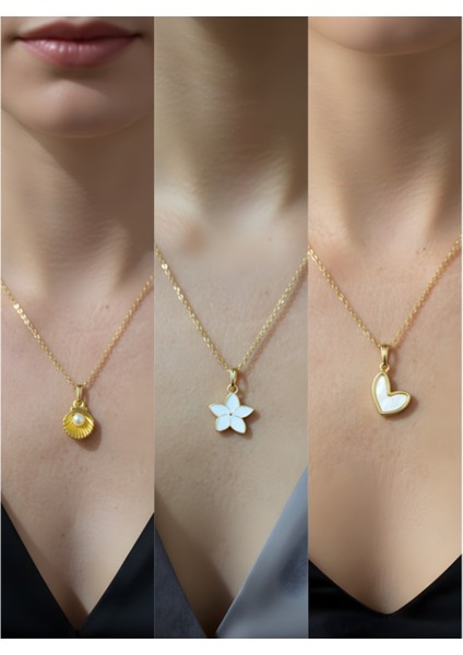 Üçlü Kombin Altın Kaplama Sembol Kolye Seti