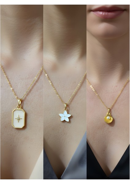 Üçlü Kombin Altın Kaplama Sembol Kolye Seti