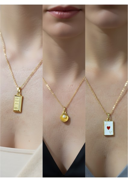 Üçlü Kombin Altın Kaplama Sembol Kolye Seti