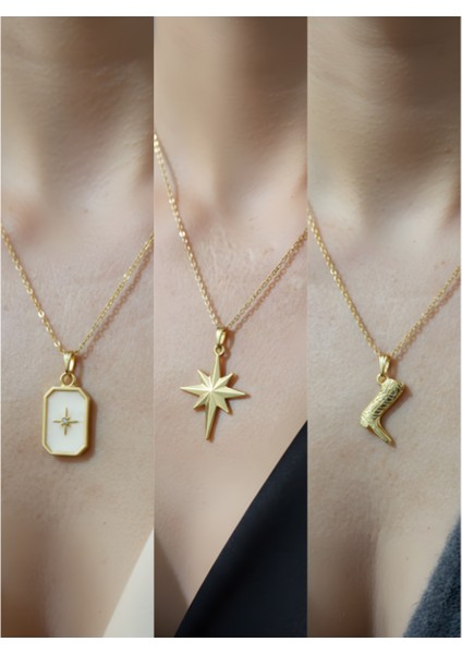 Üçlü Kombin Altın Kaplama Sembol Kolye Seti