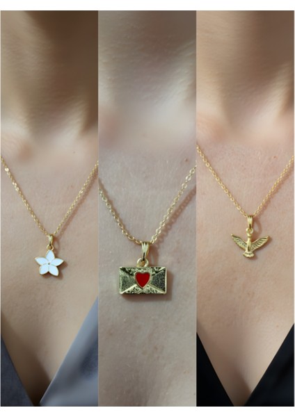 Üçlü Kombin Altın Kaplama Sembol Kolye Seti