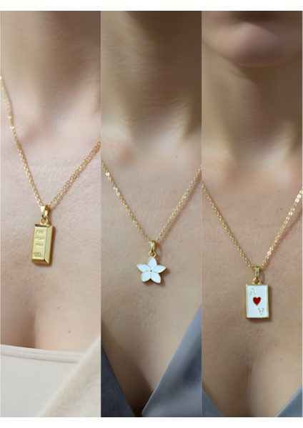 Üçlü Kombin Altın Kaplama Sembol Kolye Seti