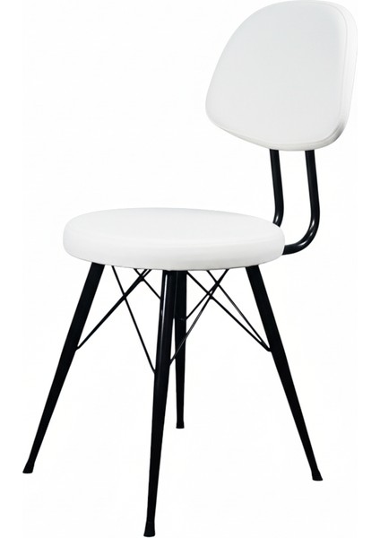 Kav Mutfak Sandalyesi, Yemek, Bahçe, Kafe, Modern Sandalye - Beyaz Deri