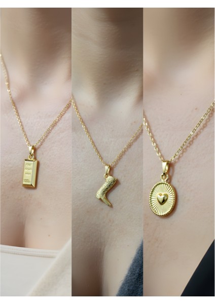 Üçlü Kombin Altın Kaplama Sembol Kolye Seti