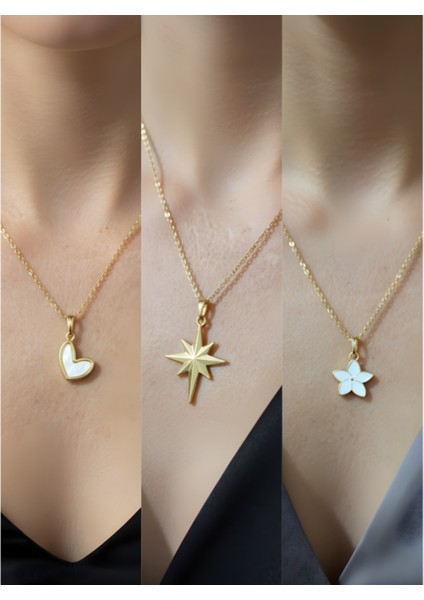 Üçlü Kombin Altın Kaplama Sembol Kolye Seti