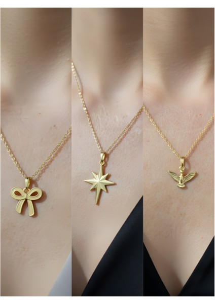 Üçlü Kombin Altın Kaplama Sembol Kolye Seti