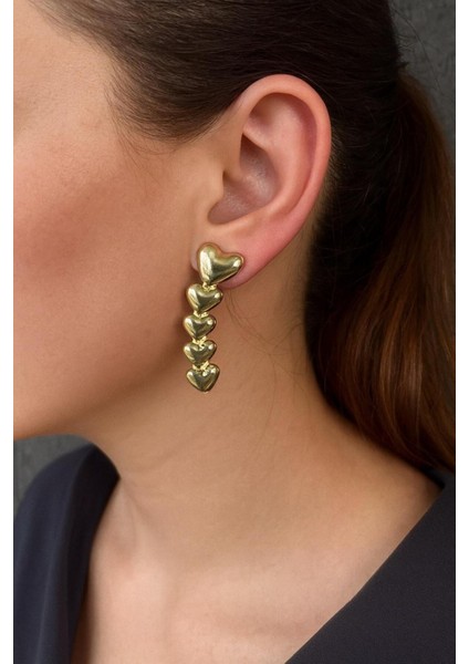 Gold Renk Kalp Şeklinde Kadın Küpe