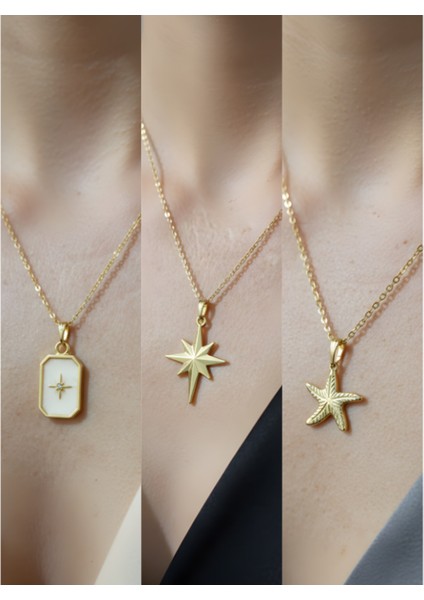 Üçlü Kombin Altın Kaplama Sembol Kolye Seti