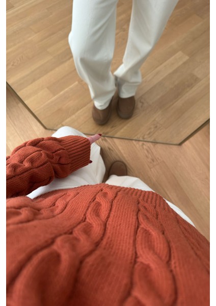 Saç Örgü Detaylı Tasarım Kazak- Kiremit modelleri