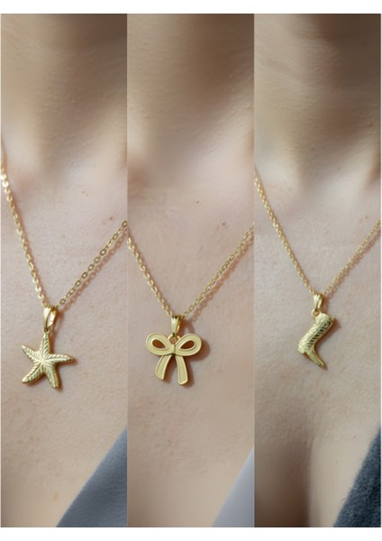 Üçlü Kombin Altın Kaplama Sembol Kolye Seti