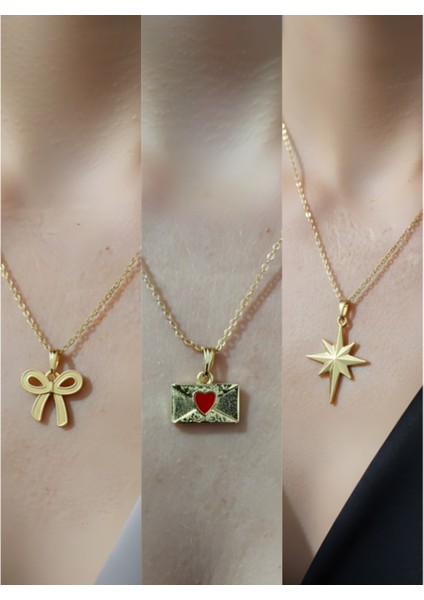 Üçlü Kombin Altın Kaplama Sembol Kolye Seti