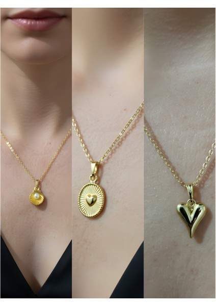Üçlü Kombin Altın Kaplama Sembol Kolye Seti