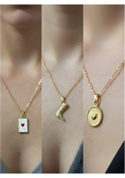 Üçlü Kombin Altın Kaplama Sembol Kolye Seti