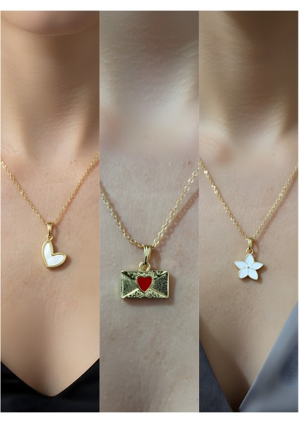 Üçlü Kombin Altın Kaplama Sembol Kolye Seti