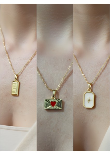 Üçlü Kombin Altın Kaplama Sembol Kolye Seti