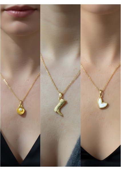 Üçlü Kombin Altın Kaplama Sembol Kolye Seti