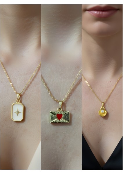 Üçlü Kombin Altın Kaplama Sembol Kolye Seti