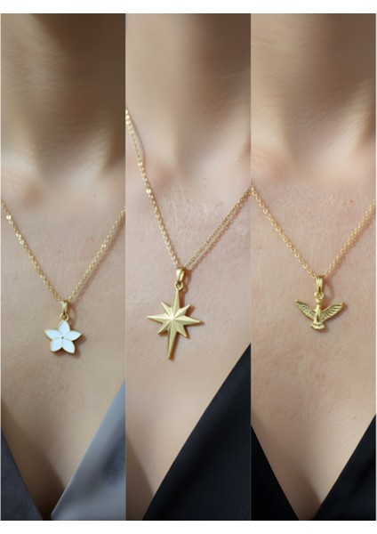 Üçlü Kombin Altın Kaplama Sembol Kolye Seti